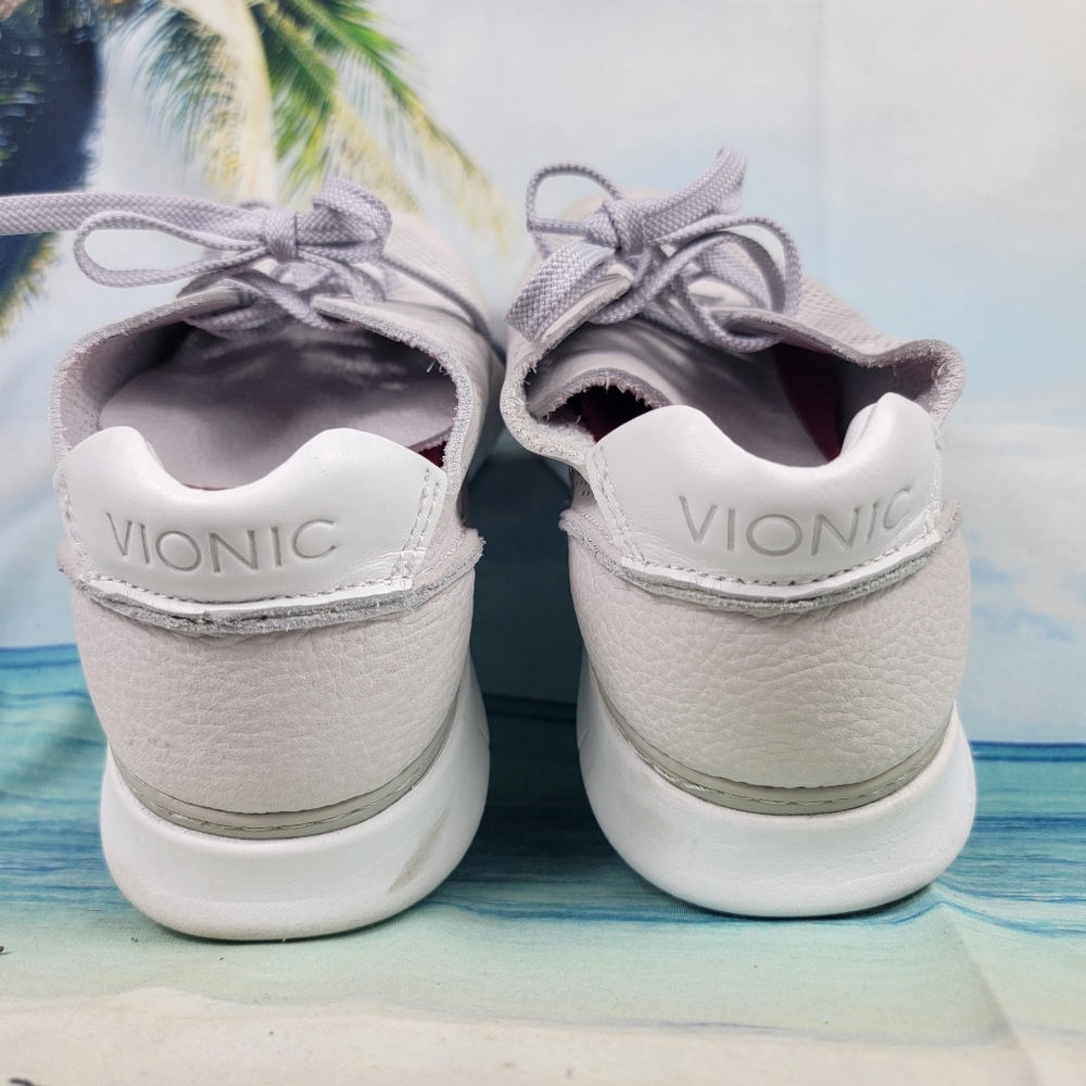 Vionic Joey Gray Leather Perforated Comfort Shoes Sneakers Womens 8.5 Wide - Picture 8 of 10